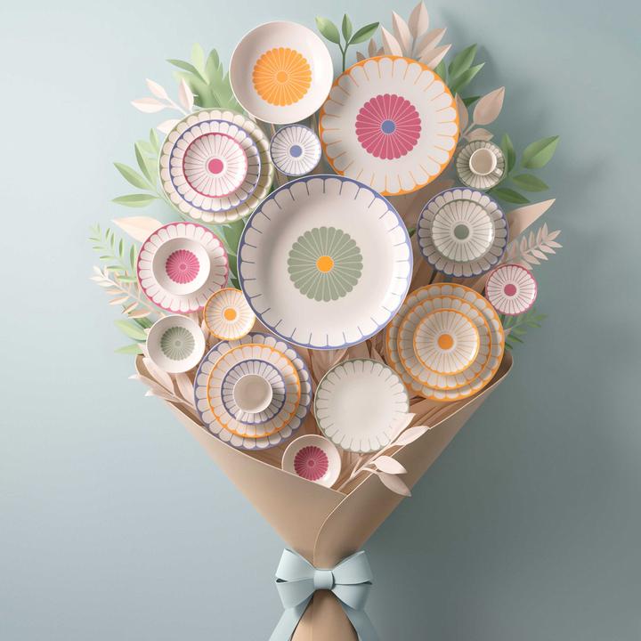Actual product image Villeroy & Boch Fleur Couleur Kaffeetassen mit Untertassen (160 ml, 6 x)