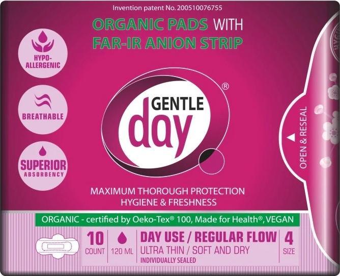 Produktbild Gentle Day Pads With Far-Ir Anion Strip Sanitary Napkins For The Day From Anion Stripe Eco 10Pcs (10 x)