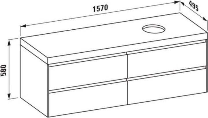 Immagine prodotto Laufen Lani piano lavabo grigio traffico incl. mobiletto, 1 foro a destra, 1570x495x580mm, H40559311