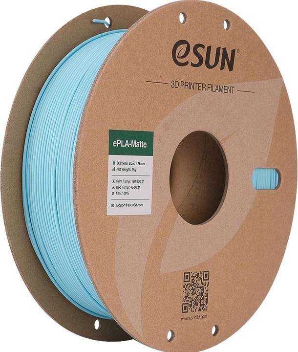 Actual product image eSUN ePLA Mat Light Blue Filament 1.75mm 1Kg (PLA, 1.75 mm, 1000 g, Blue)