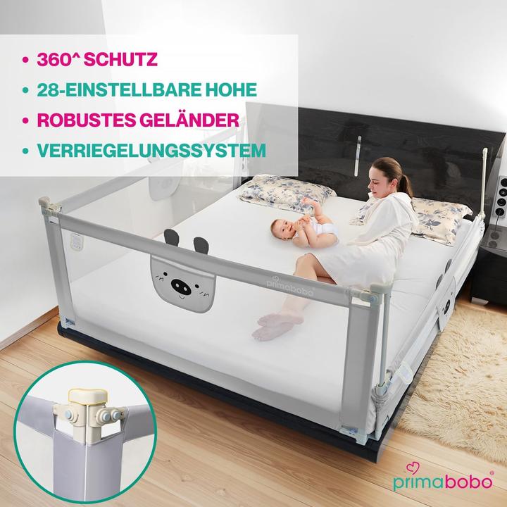 Produktbild Primabobo Höhenverstellbares Bettschutzgitter Teddybär (160 cm)