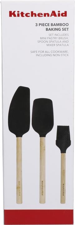 Immagine prodotto KitchenAid Set da forno in bambù a 3 pezzi con spatola a cucchiaio, pennello da pasticceria e spatola per