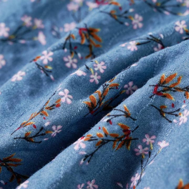 Produktbild VidaXL Kinderkleid mit Langen Ärmeln Petrolblau 140,Material: 50 (140)