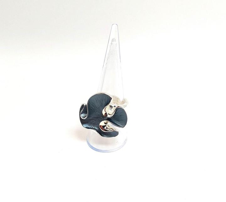 Immagine prodotto Signé Anello Signè Anello da donna elastico rodiato color argento Taglia unica Fiore Grigio N.14 (18, 19, 20, 21)