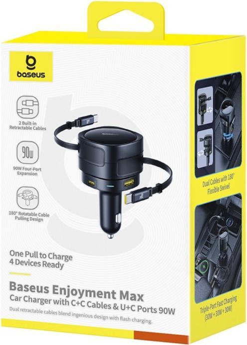 Produktbild Baseus Enjoyment Max Car Charger C+C Cables & U+C Ports 90W Cosmic Black