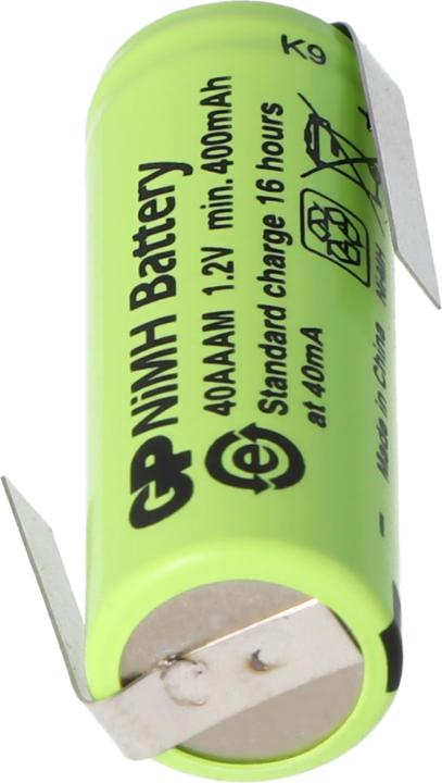 Immagine prodotto GP Batteries Akku GP40AAAM, Size 2/3AAA mit Lötfahne Z-Form (1 pz., 2/3 AAA, 400 mAh, Accumulatore di carica elettrica)