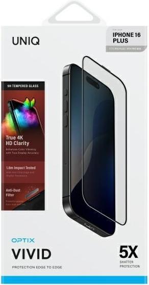 Actual product image Uniq Optix Vivid iPhone 16 Plus 6.7" clear szkło hartowane z aplikatorem (1 Piece, Apple iPhone 16 Plus, Apple iPhone 15 Plus)