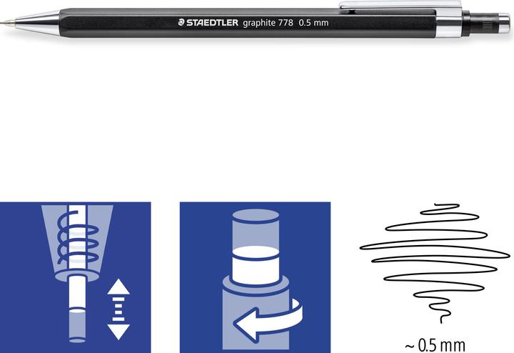 Actual product image Staedtler Mechanical pencil graphite 778 05-9 B 0.5mm barrel black (0.50 mm, B, 1 x)