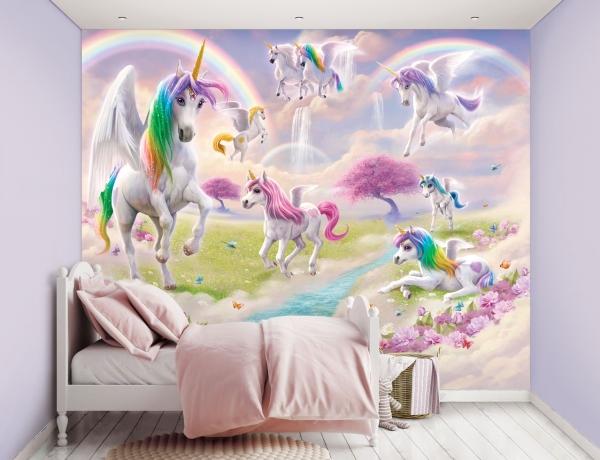 Walltastic Magiske Enhjørninger / Licornes magiques tapet 243 x 305 cm