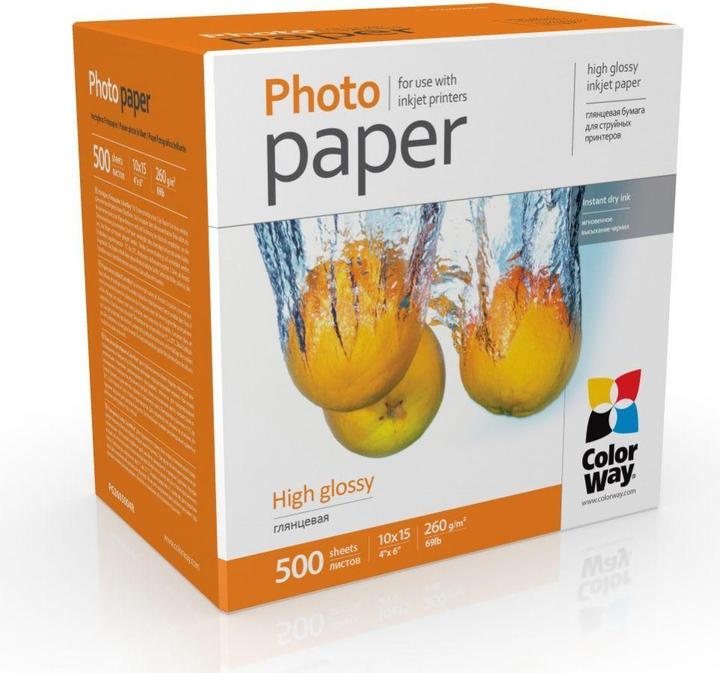 Immagine prodotto Colorway Carta fotografica PG2605004R Lucida, Bianca, 10 x 15 cm, 260 g/m² (260 g/m², 10 x 15 cm, 8 x)