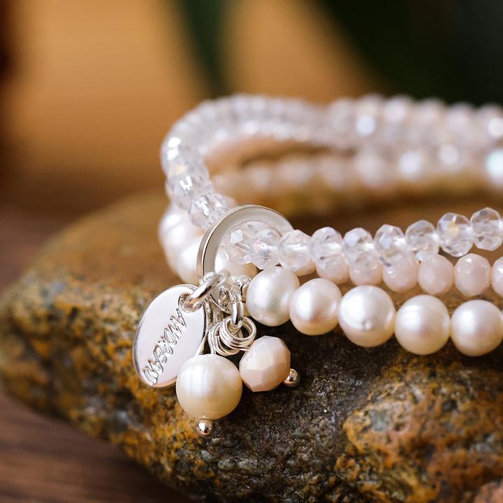 Andreani Armband aus echten Süsswasserperlen mit Glas (8 cm, Glas)
