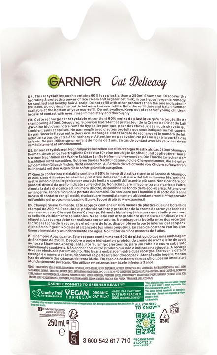 Nutritional values and ingredients Garnier Ultra Doux Delicatesse (250 ml, Liquid shampoo)