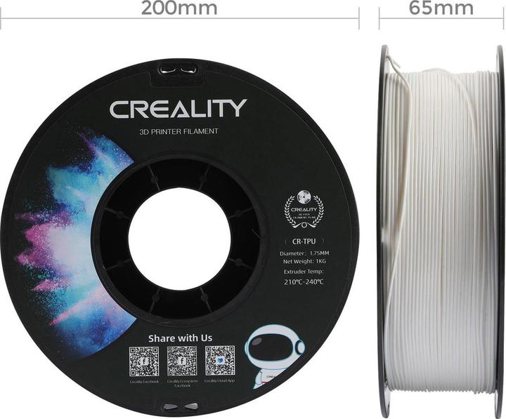 Immagine prodotto Creality Filamento TPU, bianco, 1,75 mm, 1 kg (TPU, 1.75 mm, 1000 g, Bianco)