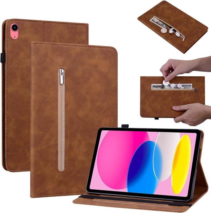 Actual product image Cover-Discount iPad 2022 (10.Gen) - protective cover with zipper bag brown (iPad 2022 (10th Gen))