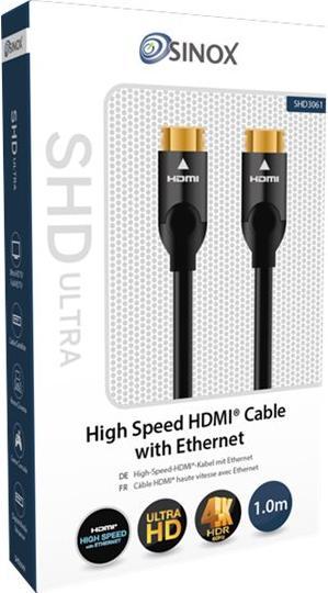 Produktbild Sinox ULTRAHD - High Speed - HDMI-Kabel mit Ethernet - HDMI-Kabel bis HDMI-Kabel - 2 m - sortiert -