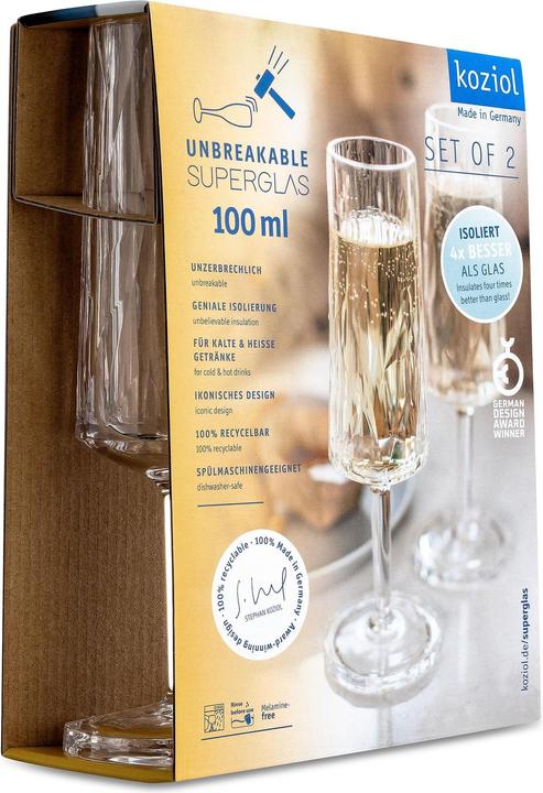 Produktbild Koziol Sektglas Superglas (10 cl, 2 Gläser, Sektgläser)