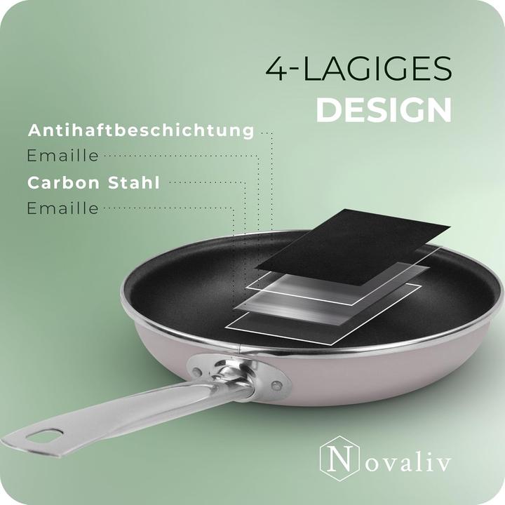 Produktbild Novaliv Energiesparpfanne 24 cm Einsparung bis zu 40% - Emaillierter Stahl, Antihaft Beschichtung in (24 cm, Bratpfanne, Emaille)