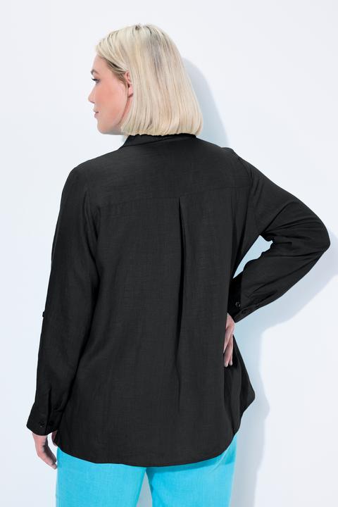 Produktbild Ulla Popken Bluse, Leinen, offener Kragen, Langarm (62)