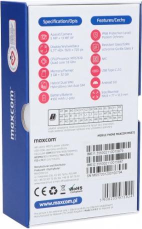 Image du produit Maxcom MS 572 4G NFC smartphone (32 Go, Noir, 5.71", Double SIM, 13 Mpx, 4G)