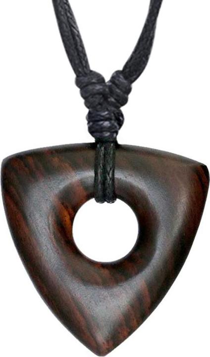 Star Piercing Halskette schwarz Anhänger Stammes Dreieck aus Narra Holz (Organisch, ohne Messing)