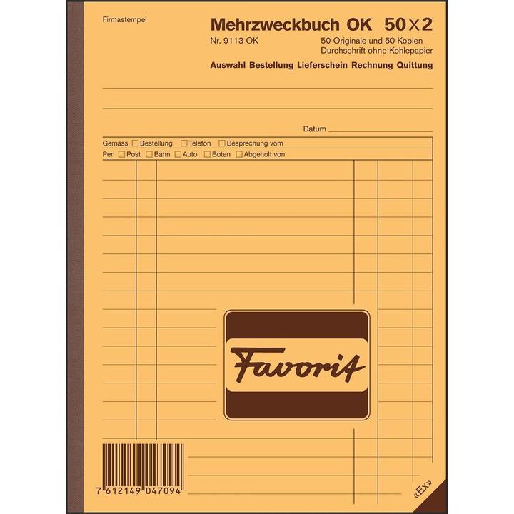 Produktbild Favorit Durchschreibebuch Mehrzweck mit Selbstdurchschreibepapier (100 x)