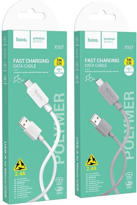 Actual product image Hoco Cable cable USB A to Micro USB 2,4A X107 1 m white (1 m, USB 3.2 Gen 1)