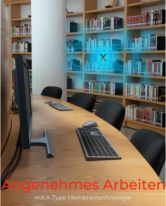 Immagine prodotto KeySonic Tastiera in alluminio full-size, Bluetooth® e RF, per Win e macOS (DE, Senza fili)