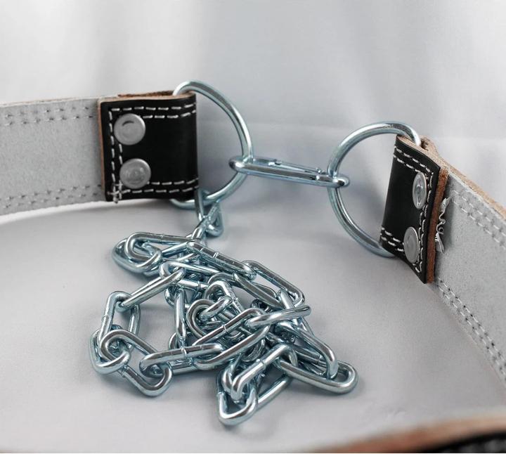Actual product image Gym Generation Leather Dip Belt with Steel Chain