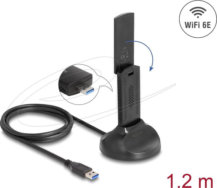 Produktbild Delock Wi-Fi 6E Dualband WLAN USB Adapter AX3000 (2 x 1201 + (USB)