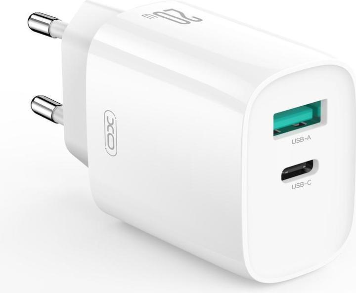 Image du produit xO chargeur mural CE29 PD 20W 1x USB-C 1x USB blanc + câble USB-C - Lightning (20 W)