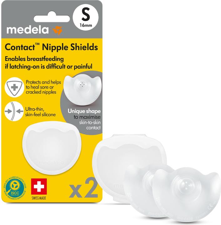 Medela Contact Brusthütchen S ( Ø 16mm), 2 Stück mit Aufbewahrungsbox (S)