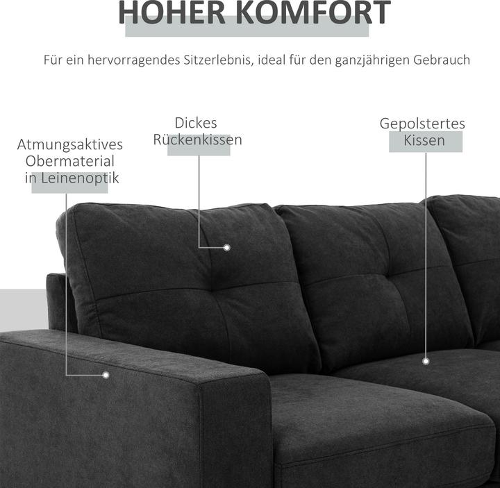 Produktbild Homcom Ecksofa mit abnehmbarem Bezug (Ecksofa)