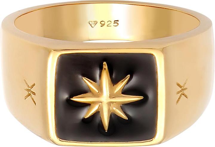 Immagine prodotto Kuzzoi Anello Uomo Anello con sigillo Stella smaltata di base in argento 925 (58, 925 Argento)
