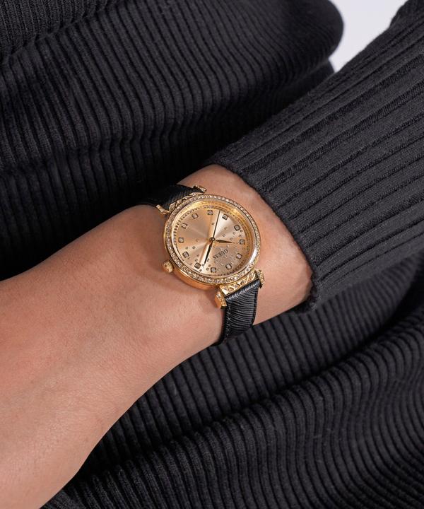 Immagine prodotto Guess P GLD CS W/ CRYS / SUN CHAMP GLITZ DL / BLK SAFFIANO LTR STRP Orologio da polso (32 mm)