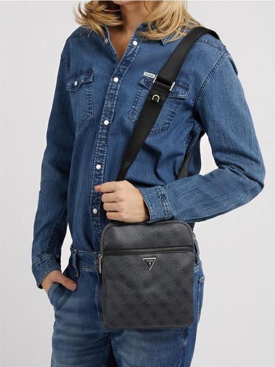 Actual product image Guess Vezzola Grain Double Crossbody Flat Shoulder Bag