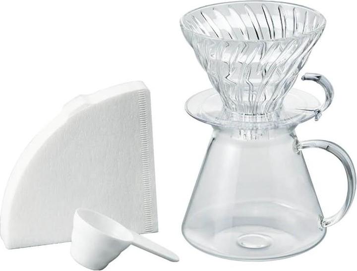 Hario V60 Glass Brewing Kit - Set Glass Brewer + Server + Filter (0.60 l)