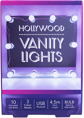 Actual product image Fizz Creations Hollywood Vanity String Lights 10 Dimmable Light Bulbs. USB Powered. 4.5m Total Lengt