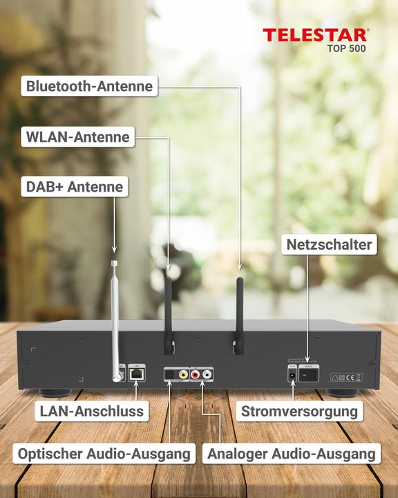 Actual product image Telestar TOP 500 sw HiFi-Tuner 43cm,Internet/DAB+/UKW,Streaming,BT,HM (Network Audio Player)