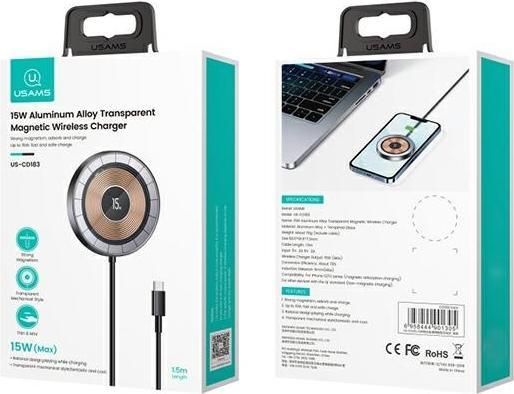 Image du produit Usams Ład. indukcyjna US-CD183 magnetic 15W czarny/black CD183CDX01 (15 W)