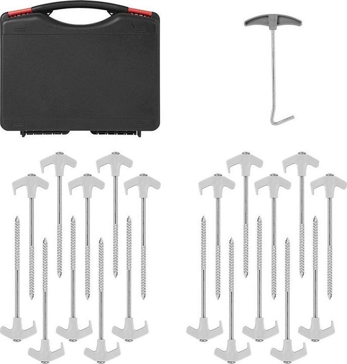 Produktbild ProPlus Zelthering 20 cm Metal Heavy Duty mit Kunststoffhaken - Set von 20 Stück im Koffer