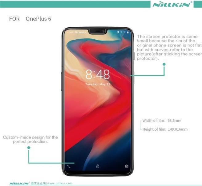 Actual product image Nillkin Matte Series Protective Film (1 Piece, OnePlus 6)