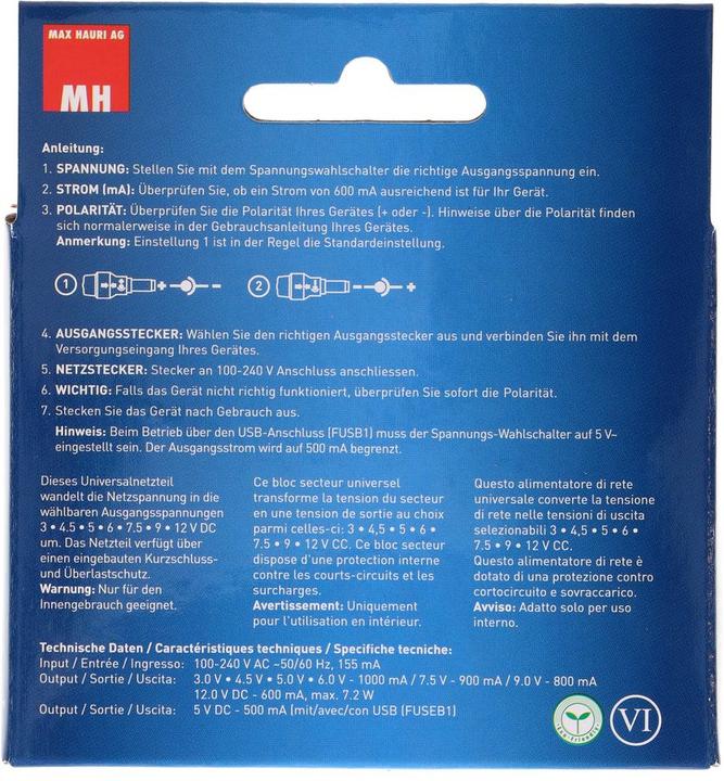 Image du produit Max Hauri Bloc d'alimentation universel