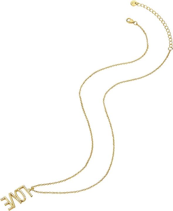 Immagine prodotto Glanzstücke München Catena da donna Love in argento sterling con zirconi in oro giallo 40,0 cm di base + 5,0 cm di (Argento, 40 - 45 cm)