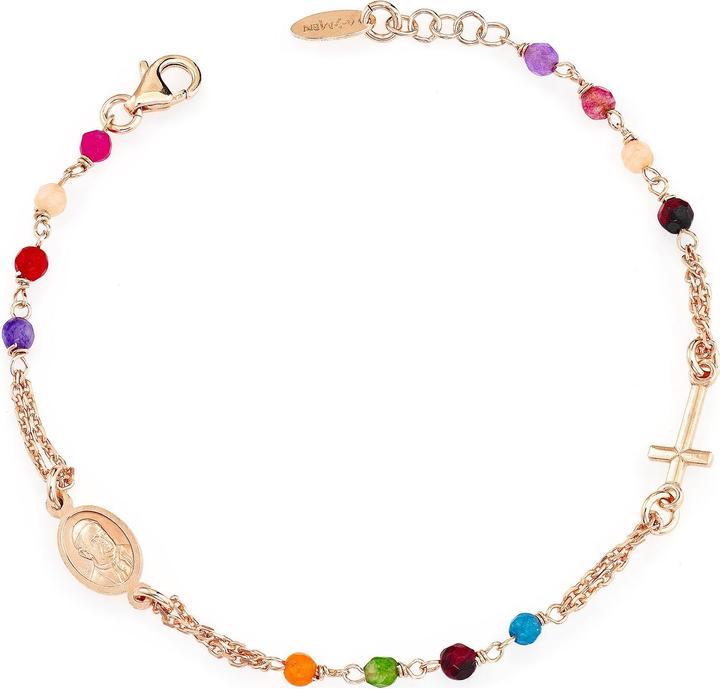 Amen Rosary Crystal Cross Armband (18 cm, 925er Silber)