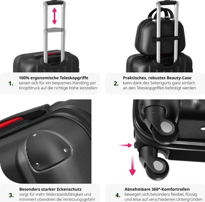 Actual product image tectake Suitcase Set Suitcases Trolley Set Trolleys Hardcase trolley (90 l, L (90 - 115l))