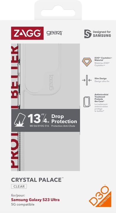 Image du produit gear4 Crystal Palace mobile phone case (6.8") Cover Transparent (Samsung Galaxy S23 Ultra)