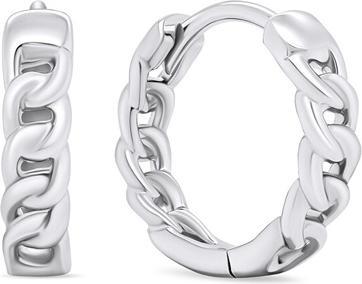 Brilio Silver - Stylish silver hoop earrings EA680W