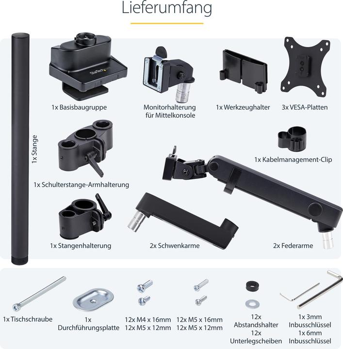 Actual product image StarTech Triple Monitor Desk Mount (Table, 27")