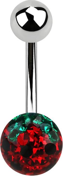 Star Piercing Banane silber mit Kristall Kugel Erdbeere Epoxy Schutzschicht (ohne Messing, Chirurgenstahl 316L)