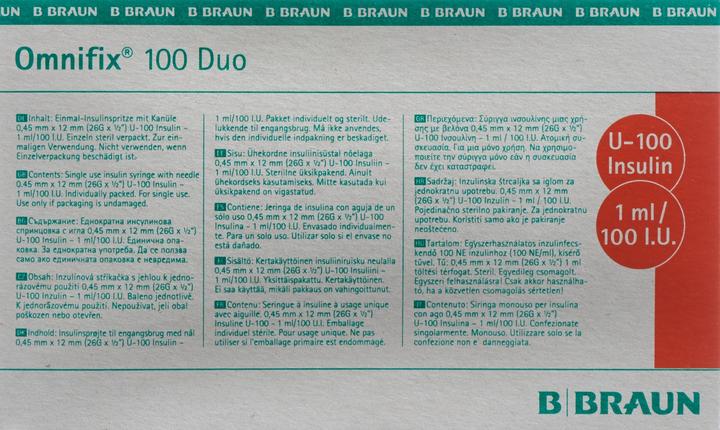 Image du produit B.Braun Insulin 1 ml duo mit Kanüle G26 (Seringue d'insuline)